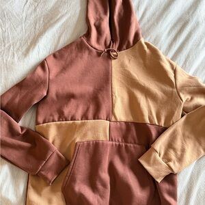 Colorblock Hoodie in Brown and Tan